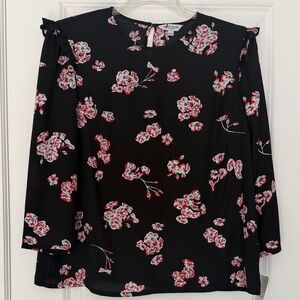 Great Plains of London black floral blouse in size 12